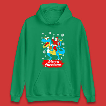 Santa Claus Riding T-Rex Christmas Unisex Hoodie