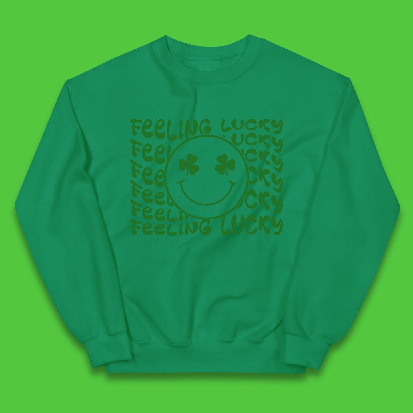 Feeling Lucky Smiley Shamrock Kids Jumper