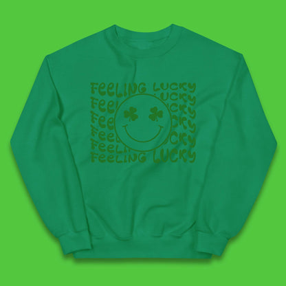 Feeling Lucky Smiley Shamrock Kids Jumper