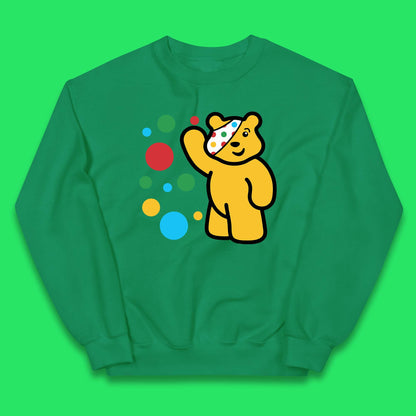 Spotty Pudsey Bear Hand Waving Dotty Spot Fundraising Children In Need Spotty Bear Spotty Day Kids Jumper