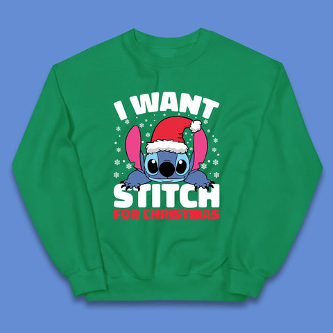 I Want Sticth For Christmas Kids Jumper