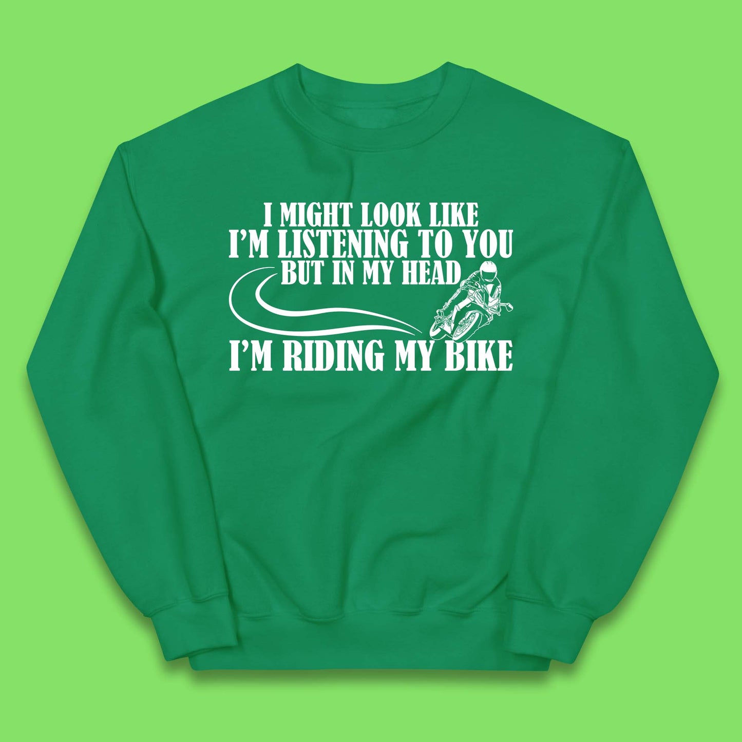 In My Head I'm Riding My Bike Kids Jumper