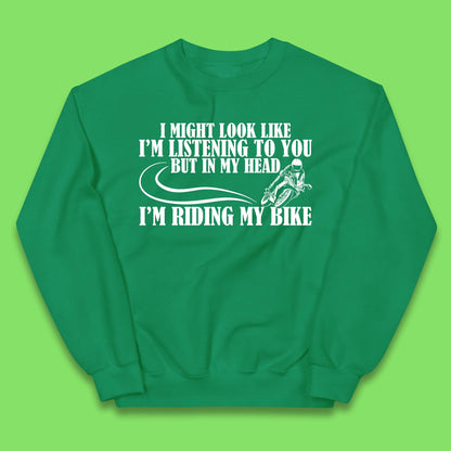 In My Head I'm Riding My Bike Kids Jumper