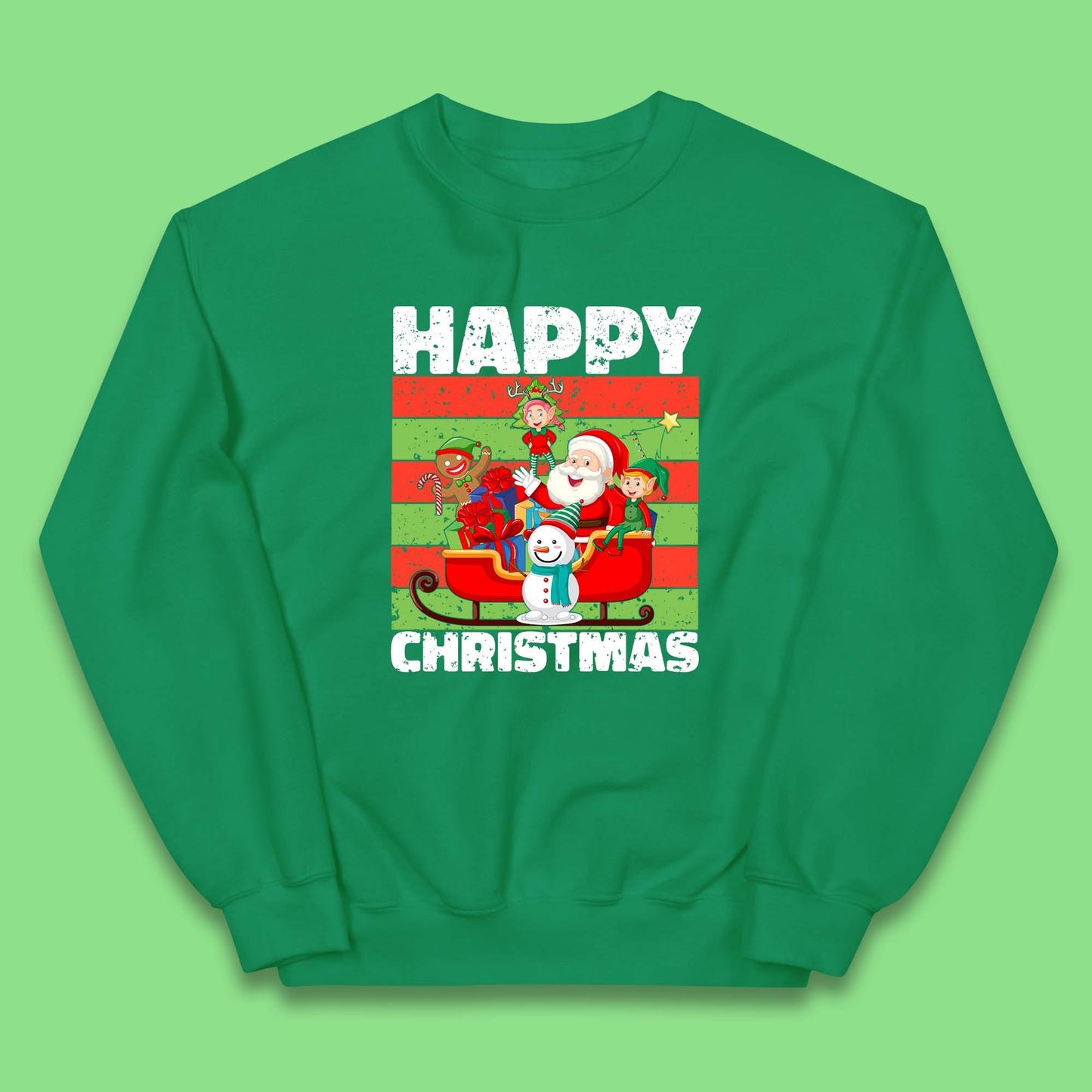 santa and friends on sleigh christmas jumper