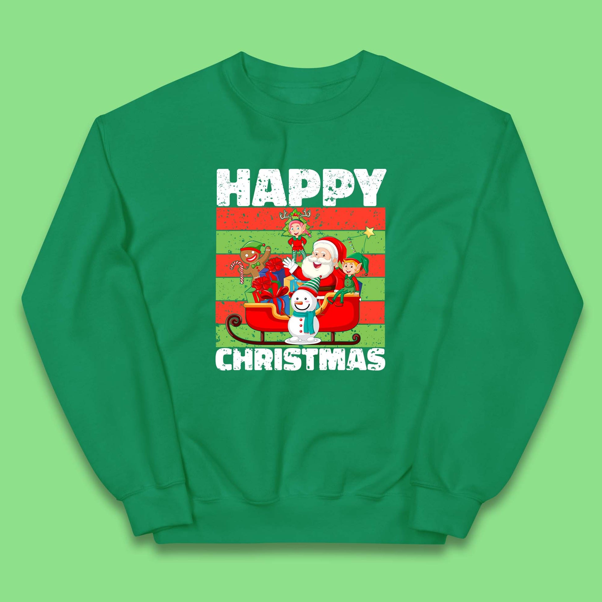 santa and friends on sleigh christmas jumper