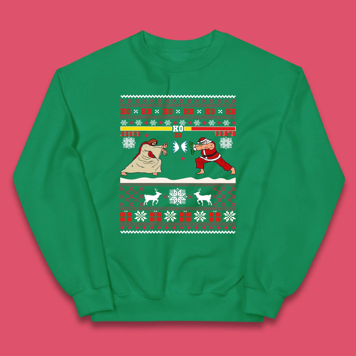 Jesus Vs Santa KO Christmas Kids Jumper