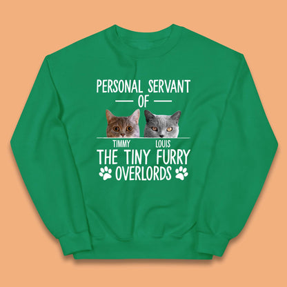 Personalised Servant Of The Tiny Furry Overlords Kids Jumper