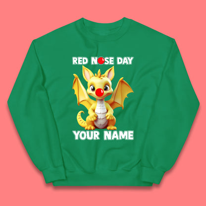 Personalised Dragon Red Nose Day Kids Jumper