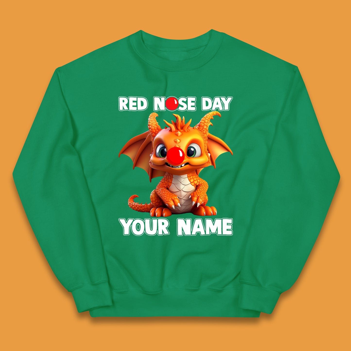 Personalised Red Nose Day Dragon Kids Jumper