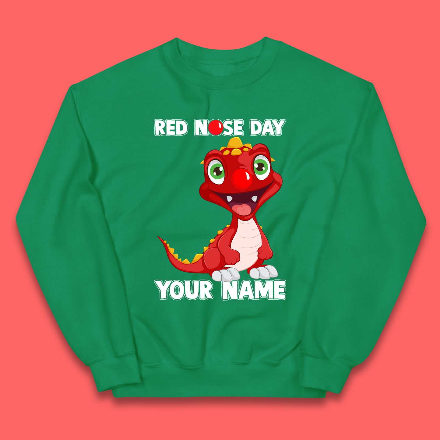 Personalised Red Nose Day Dragon Kids Jumper