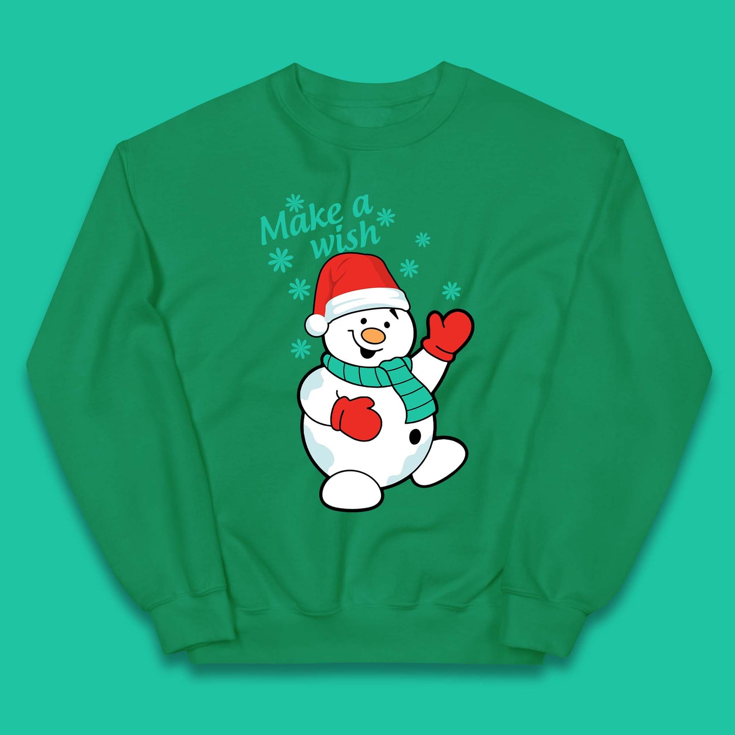 Make A Wish Snowman Christmas Kids Jumper