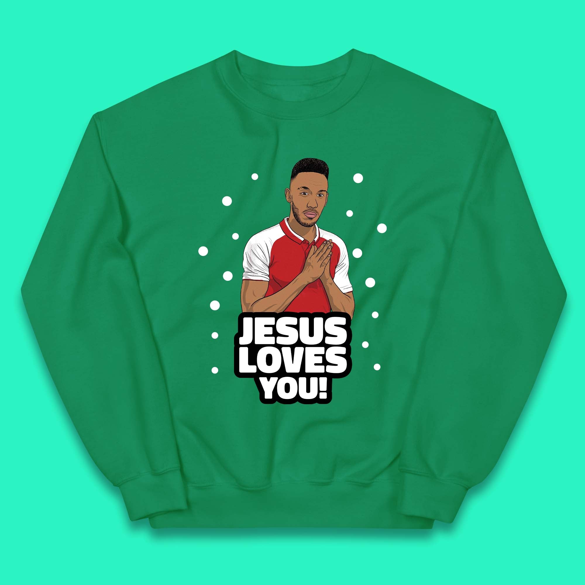 Jesus Loves You Footballer Christmas  Kids Jumper
