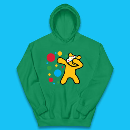 Dabbing Spotty Pudsey Bear Children In Need Dab Dance Spotty Day Donation Kids Hoodie