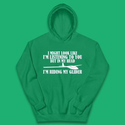 In My Head I'm Riding My Glider Kids Hoodie