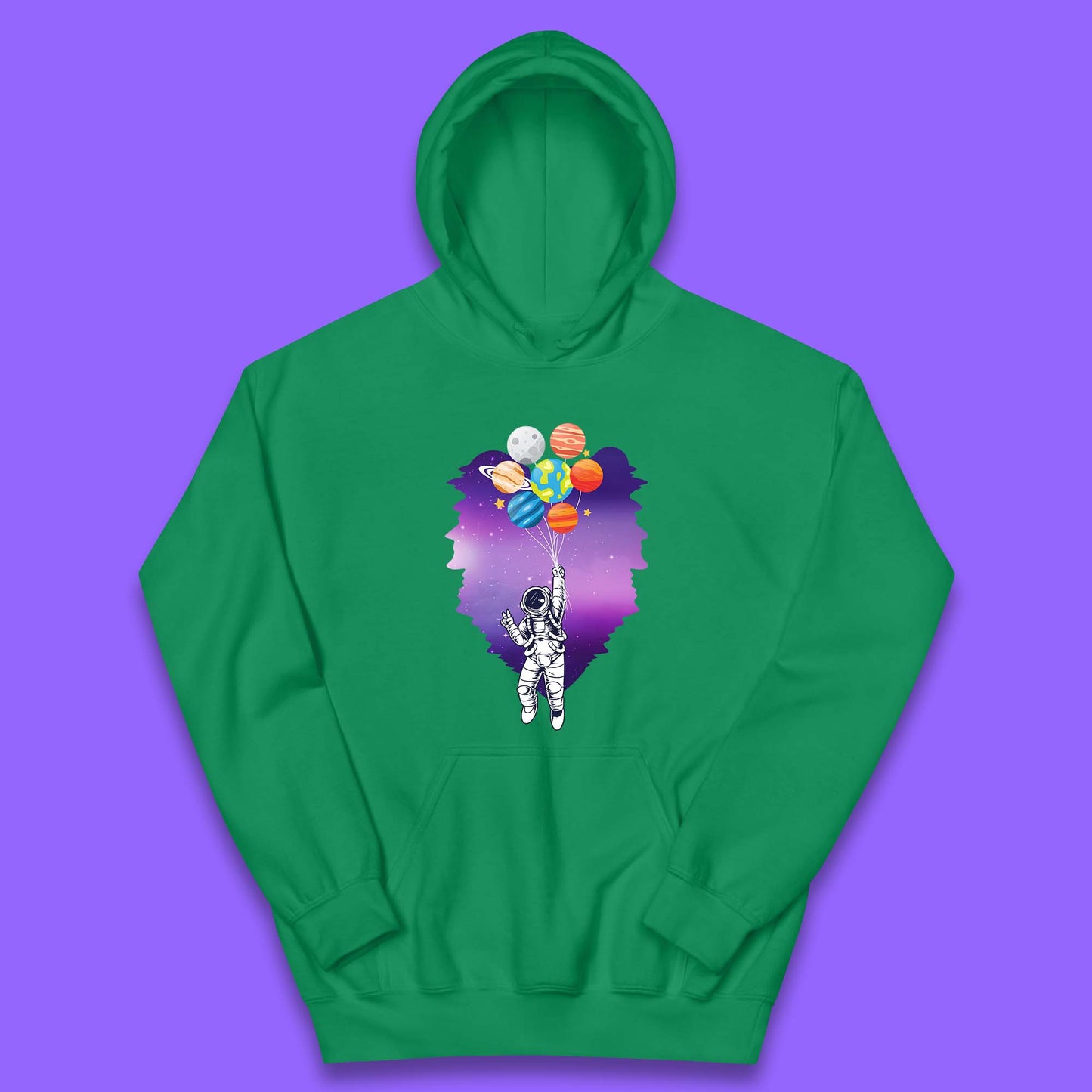 Astronaut Space Planets Balloons Kids Hoodie