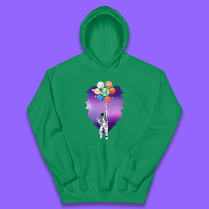 Astronaut Space Planets Balloons Kids Hoodie