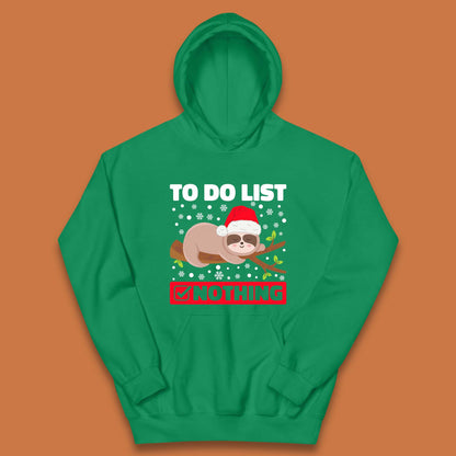 Lazy Sloth To Do List Christmas Kids Hoodie