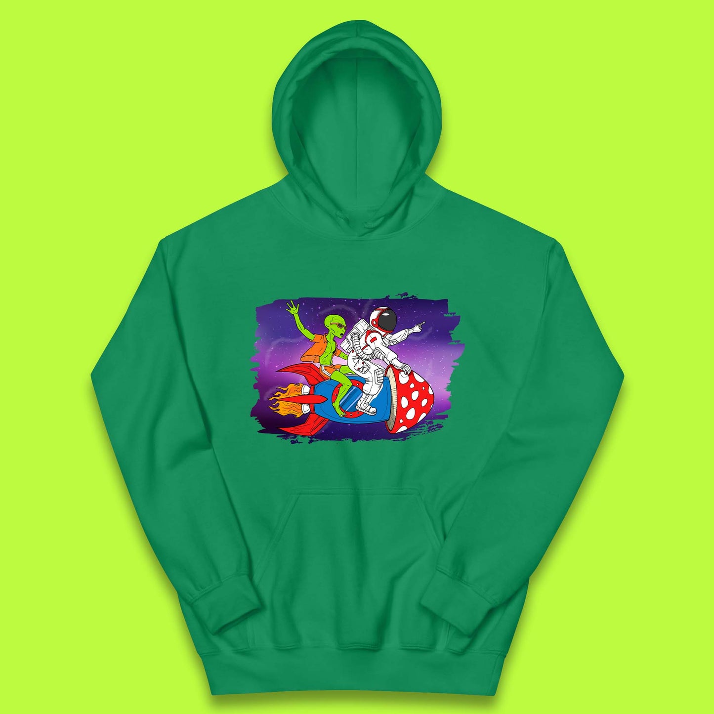 Alien & Astronaut Rocket Ship Kids Hoodie