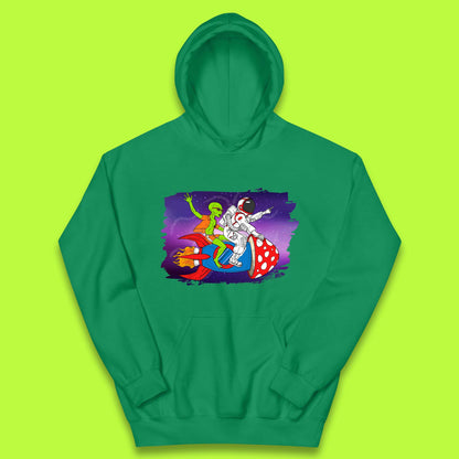Alien & Astronaut Rocket Ship Kids Hoodie