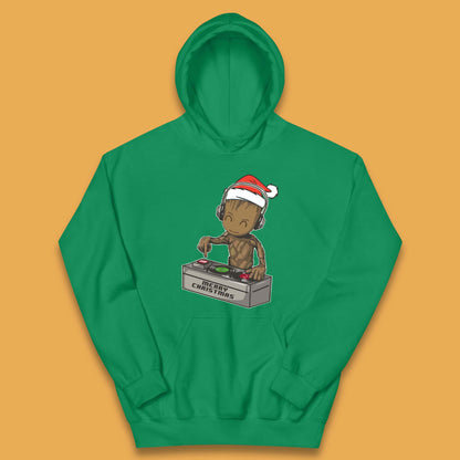 Baby Groot DJ Christmas Kids Hoodie