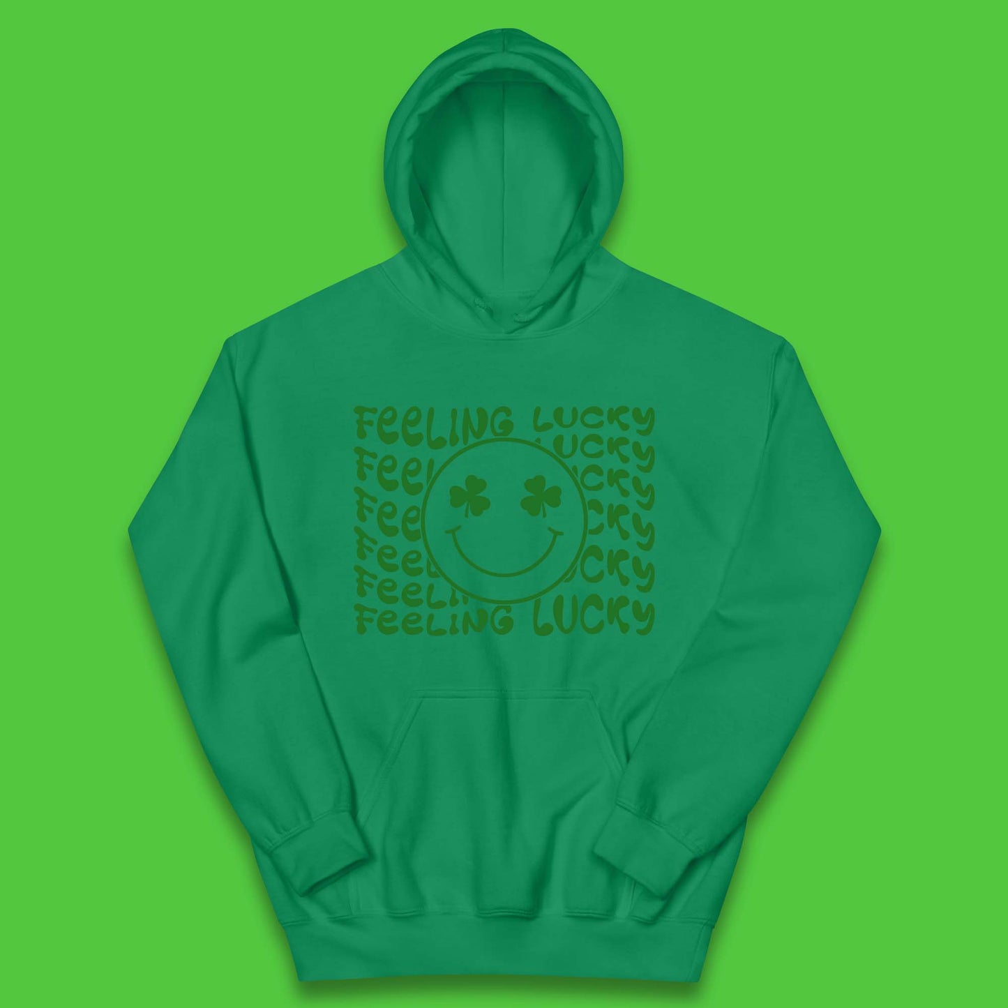 Feeling Lucky Smiley Shamrock Kids Hoodie