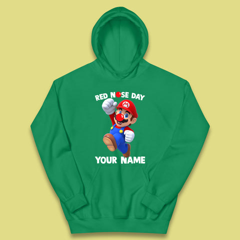Personalised Super Mario Red Nose Day Kids Hoodie