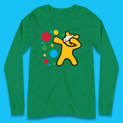 Dabbing Spotty Pudsey Bear Children In Need Dab Dance Spotty Day Donation Long Sleeve T Shirt