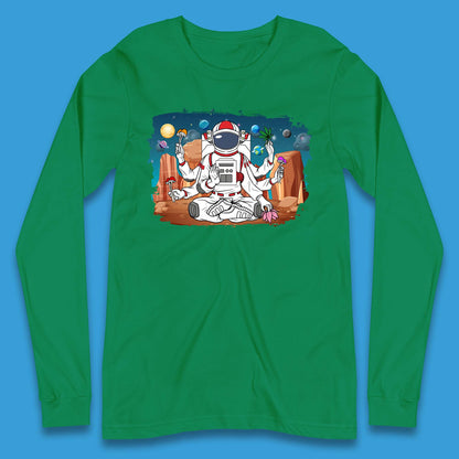 Meditating Astronaut Yoga Long Sleeve T-Shirt