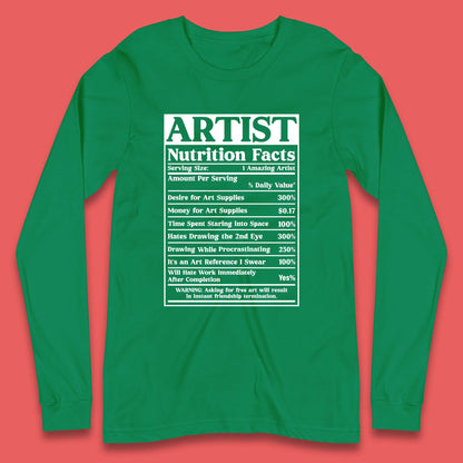 Artist Nutrition Facts Long Sleeve T-Shirt