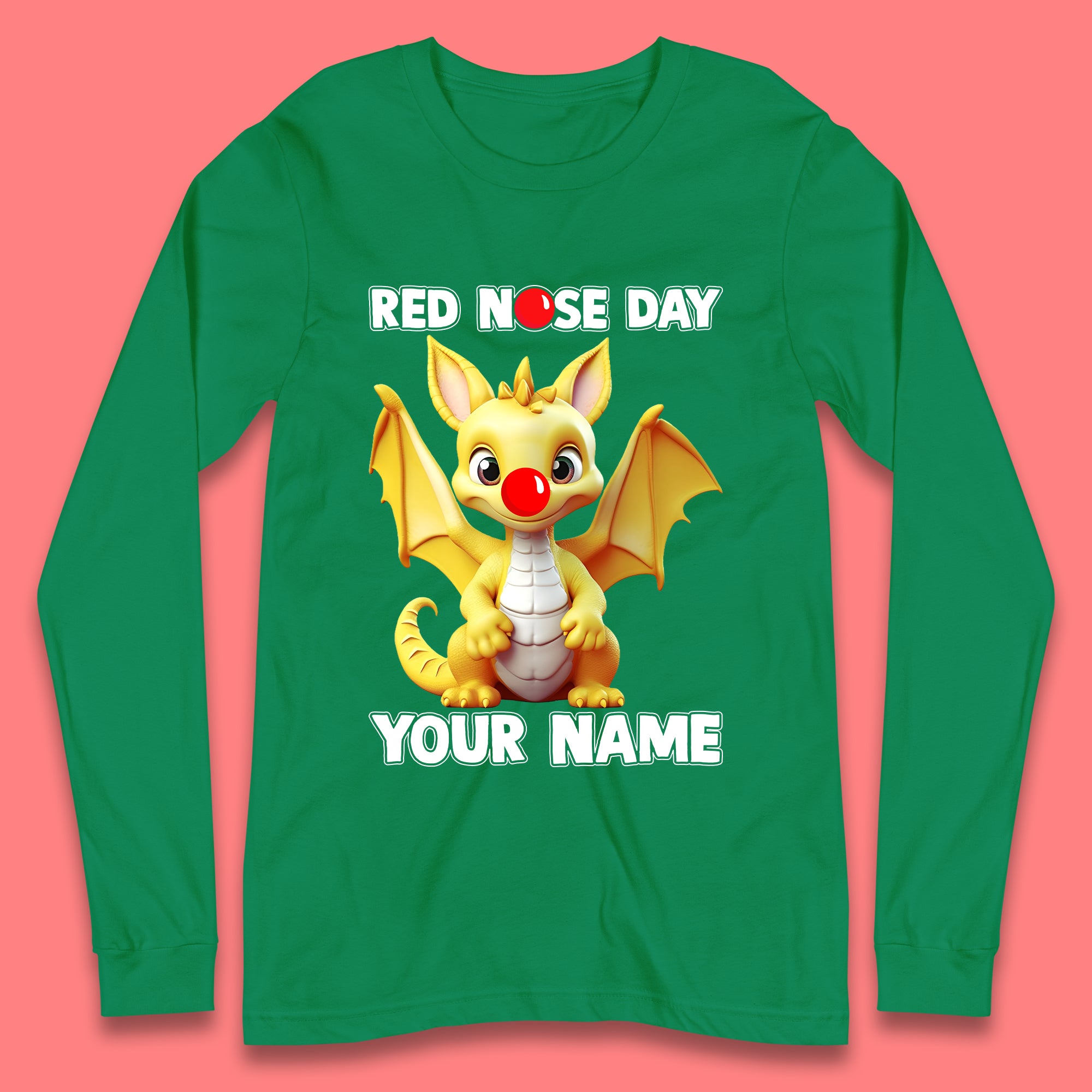 Personalised Dragon Red Nose Day Long Sleeve T-Shirt