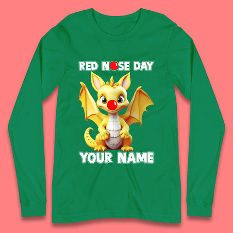 Personalised Dragon Red Nose Day Long Sleeve T-Shirt