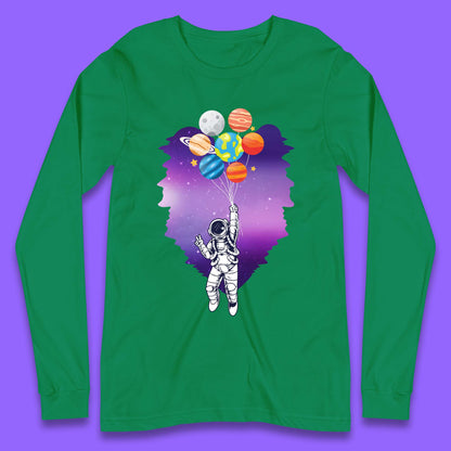 Astronaut Space Planets Balloons Long Sleeve T-Shirt