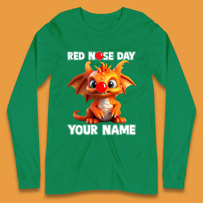 Personalised Red Nose Day Dragon Long Sleeve T-Shirt