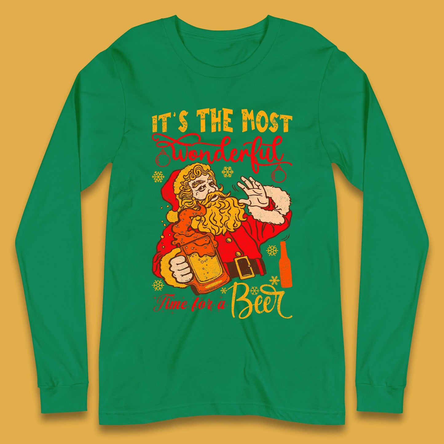 Santa Beer Time Christmas Long Sleeve T-Shirt