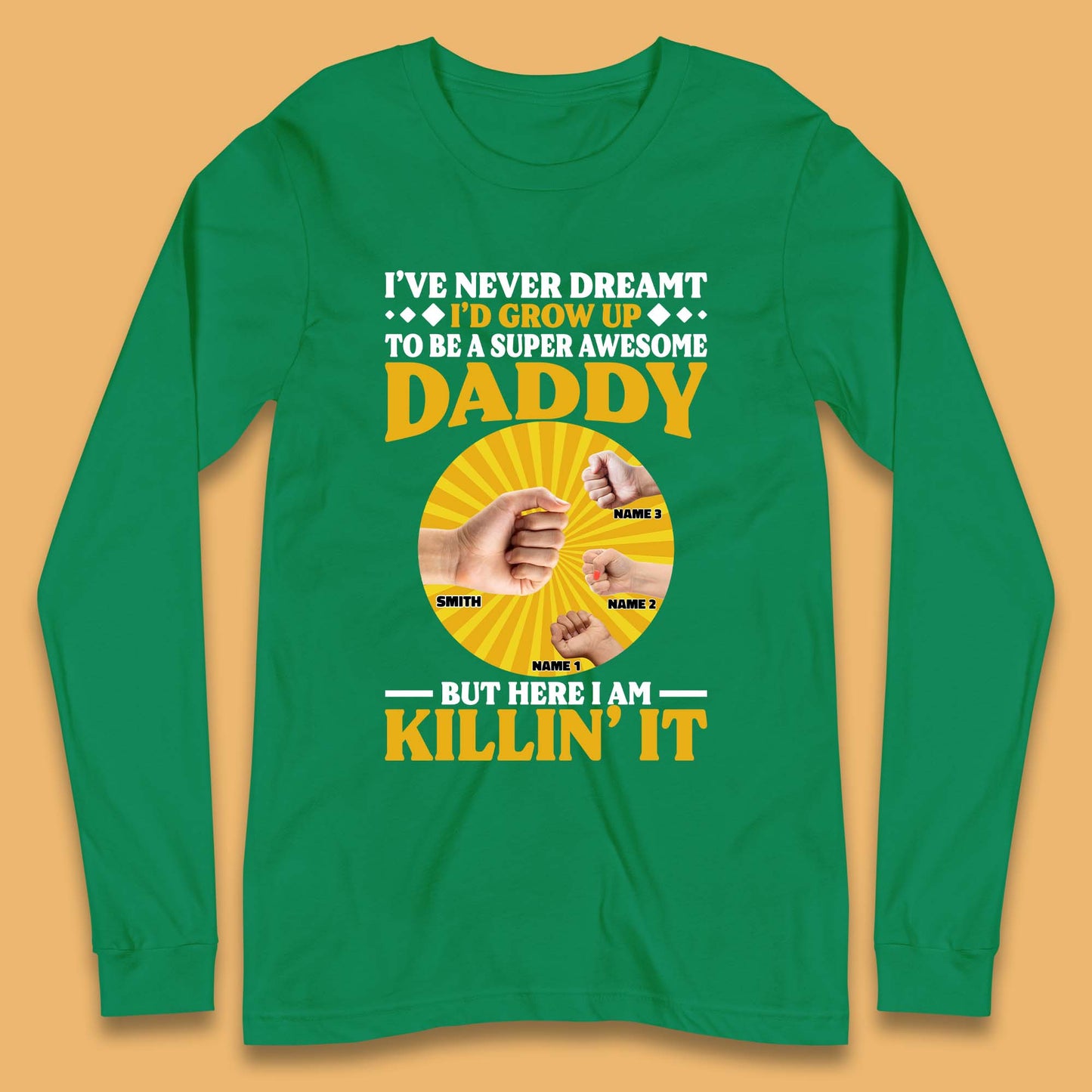 Personalised To Be A Super Awesome Daddy Long Sleeve T-Shirt
