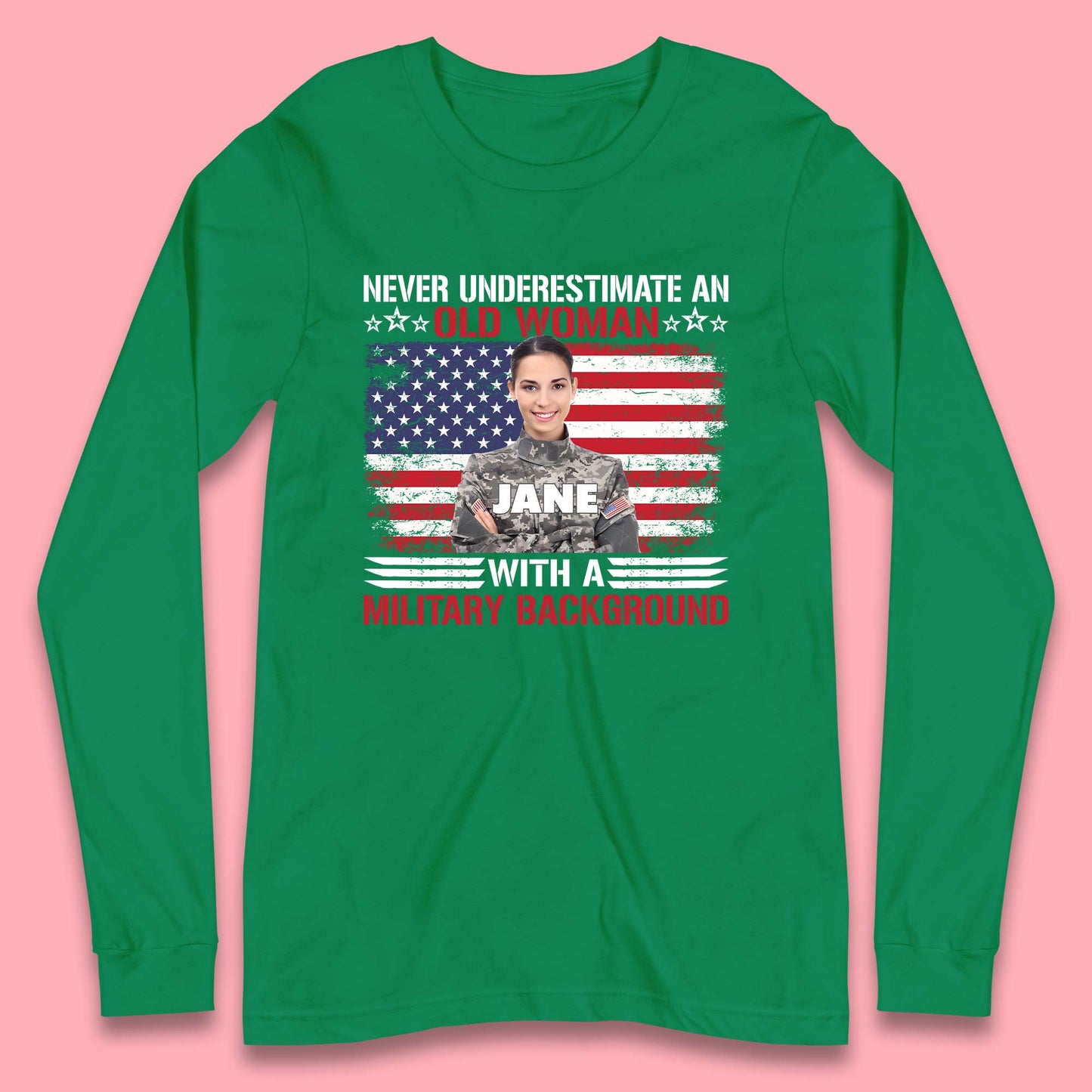 Personalised Never Underestimate An Old Woman Long Sleeve T-Shirt