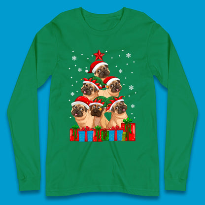 pug dog christmas long sleeve t shirt