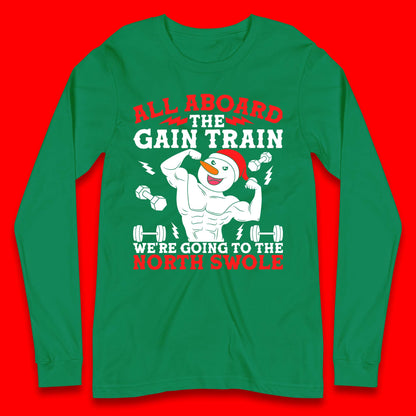 North Swole Snowman Christmas Gym Long Sleeve T-Shirt