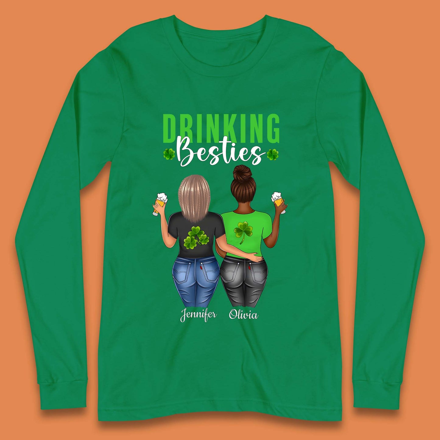 Personalised Drinking Besties Long Sleeve T-Shirt