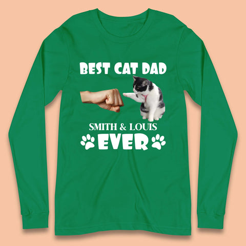 Personalised Best Cat Dad Ever Long Sleeve T-Shirt