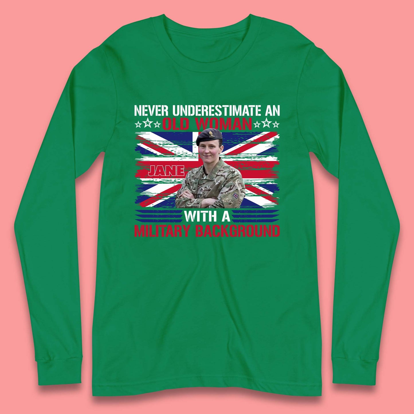Personalised Never Underestimate An Old Woman Long Sleeve T-Shirt