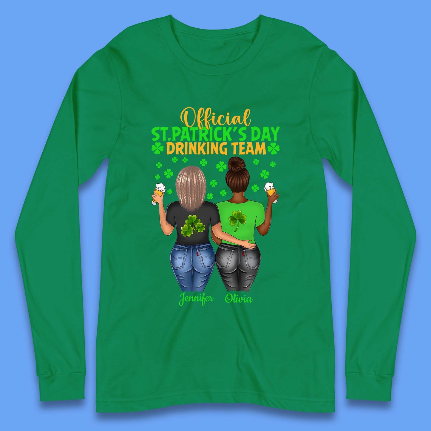 Personalised St. Patrick's Day Drinking Team Long Sleeve T-Shirt