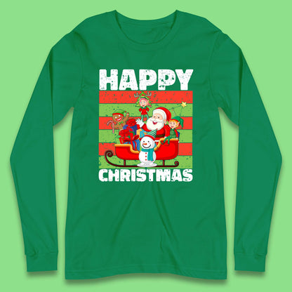 santa and friends on sleigh christmas long sleeve t shirt