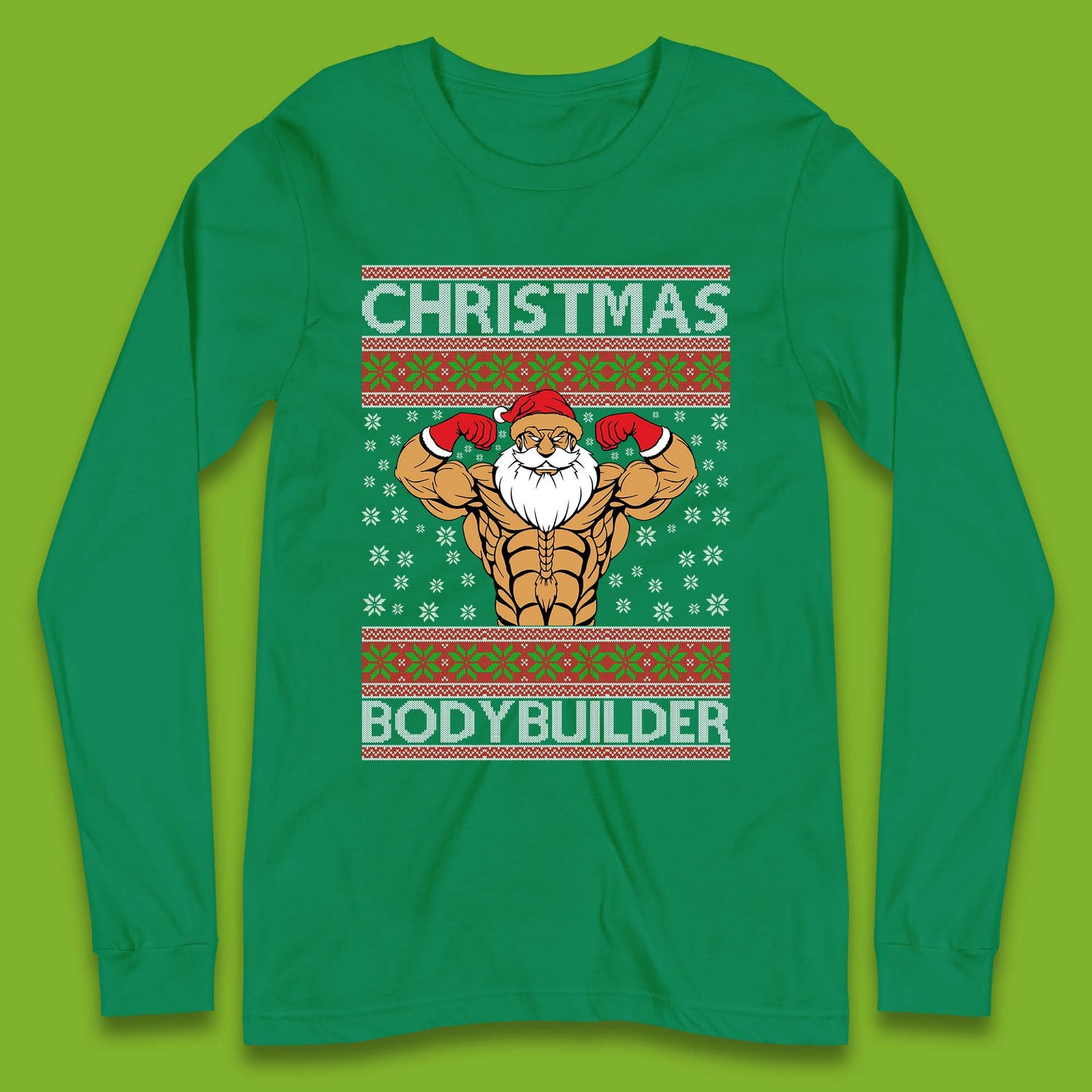 Ugly Christmas Bodybuilder Long Sleeve T-Shirt