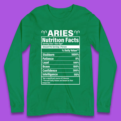 Aries Nutrition Fact Long Sleeve T-Shirt