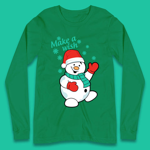 Make A Wish Snowman Christmas Long Sleeve T-Shirt