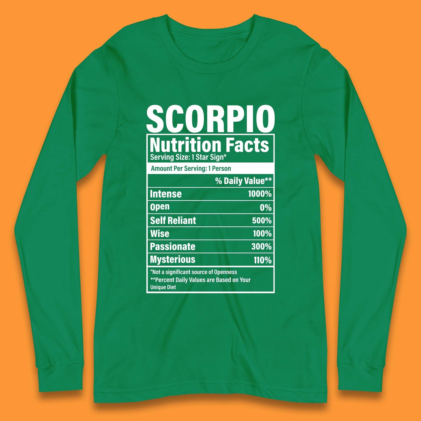 Scorpio Nutrition Facts Long Sleeve T-Shirt