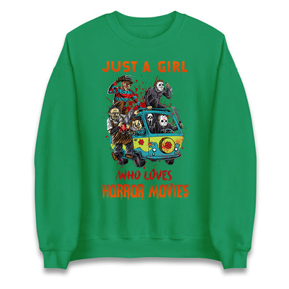 Just A Girl Who Loves Horror Movies Halloween Sweatshirt
