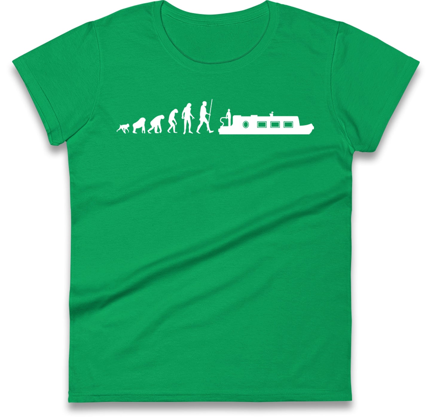 Human Evolution Canal boat Womens T Shirt