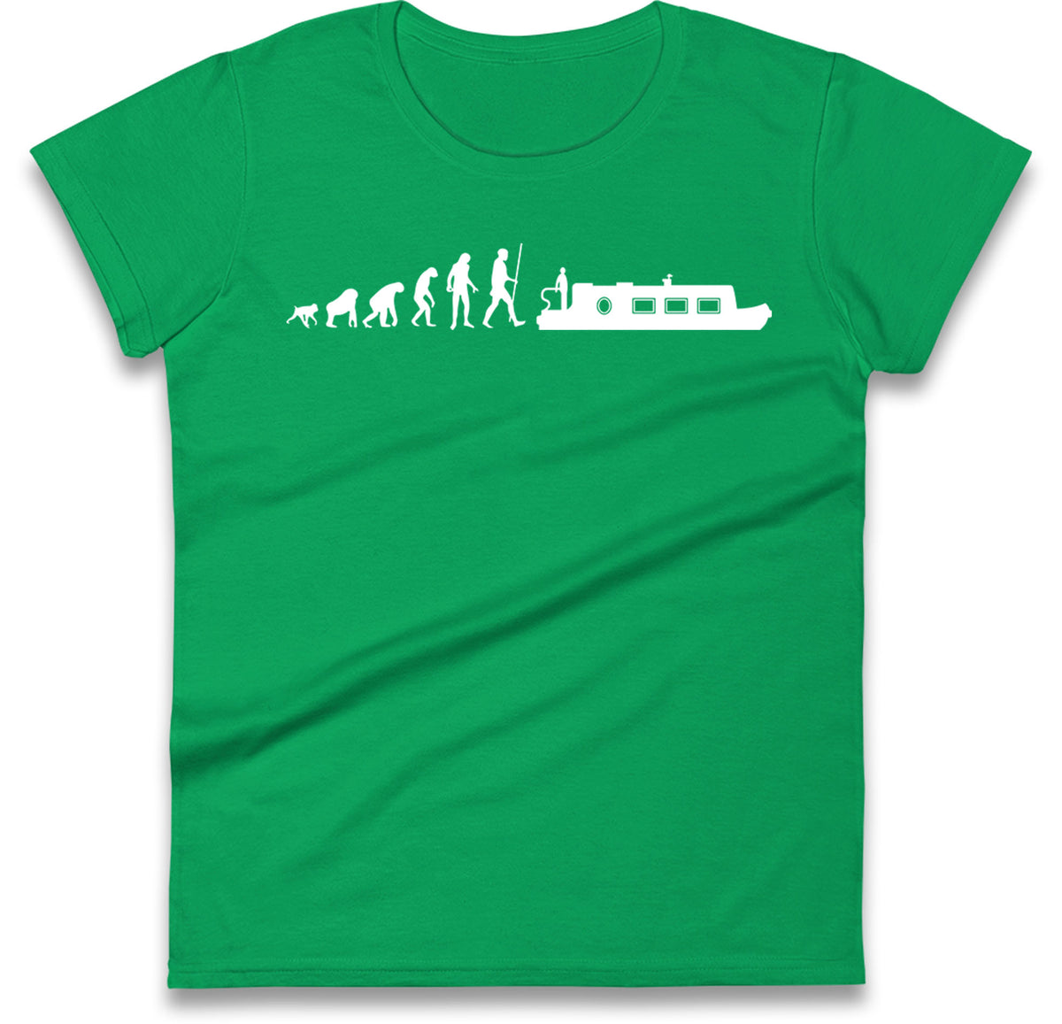 Human Evolution Canal boat Womens T Shirt